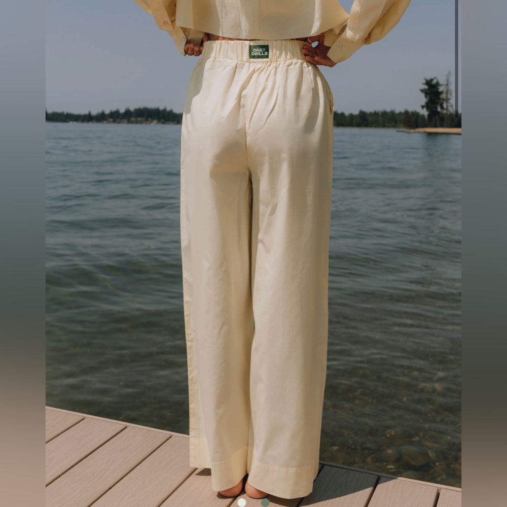Daily Drills - Poplin Resort Pants - Light Yellow - Large - Yellow Boxer Pants